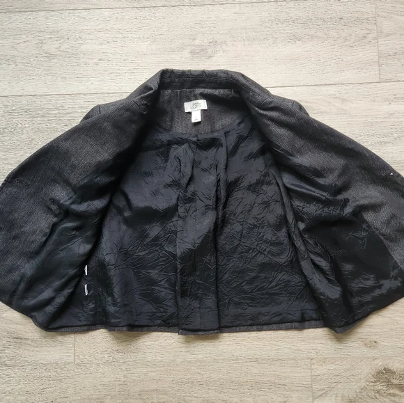 Ann Taylor LOFT Jean Jacket Womens 4 Bell Sleeves Denim Gray Black - Picture 5 of 11